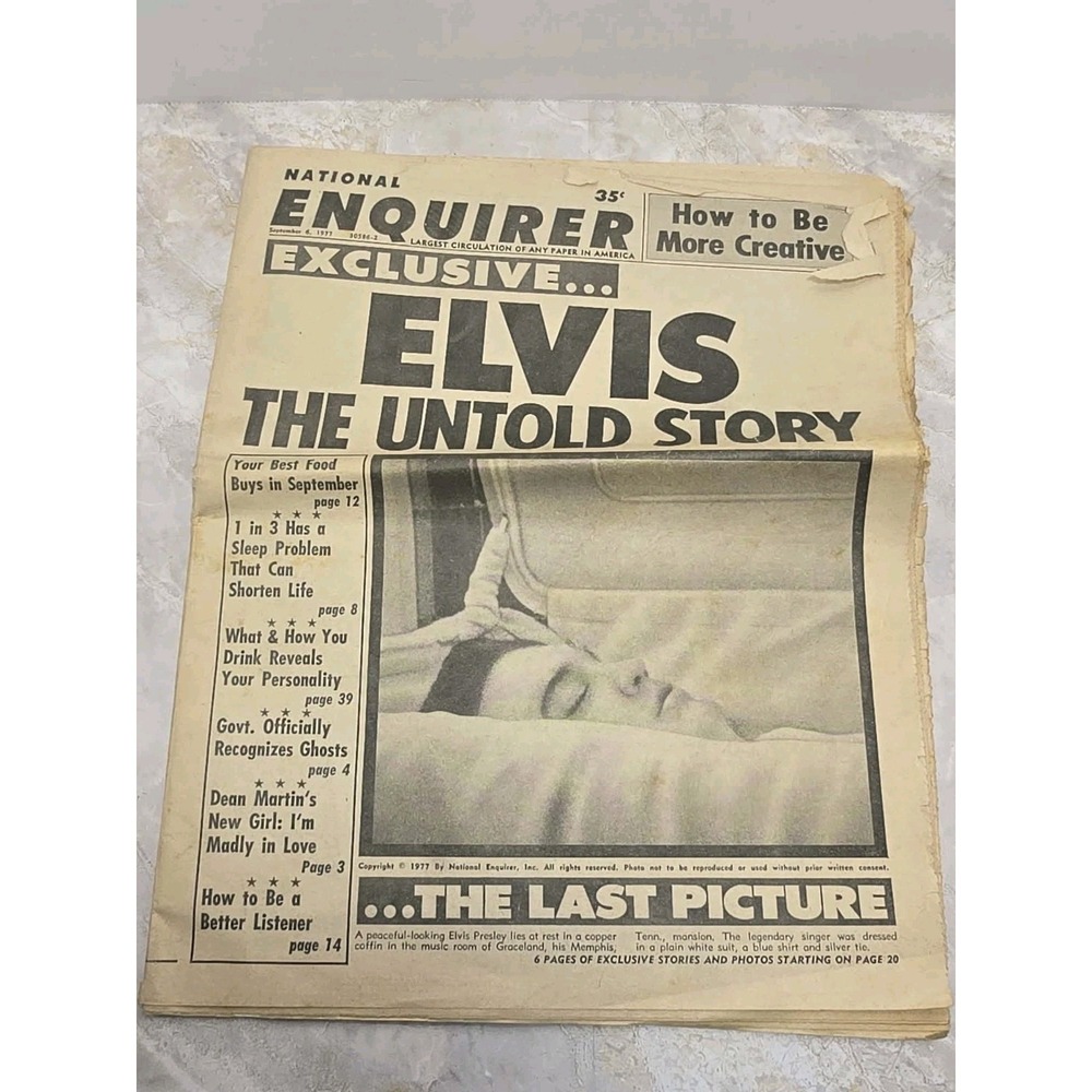 Vintage 1977 National Enquirer Elvis Presley Exclusive Untold Story Newspaper